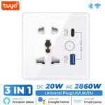Tuya WiFi Smart Wall Socket 13A with USB & Type-C | Voice Control | Alexa Google Compatible
