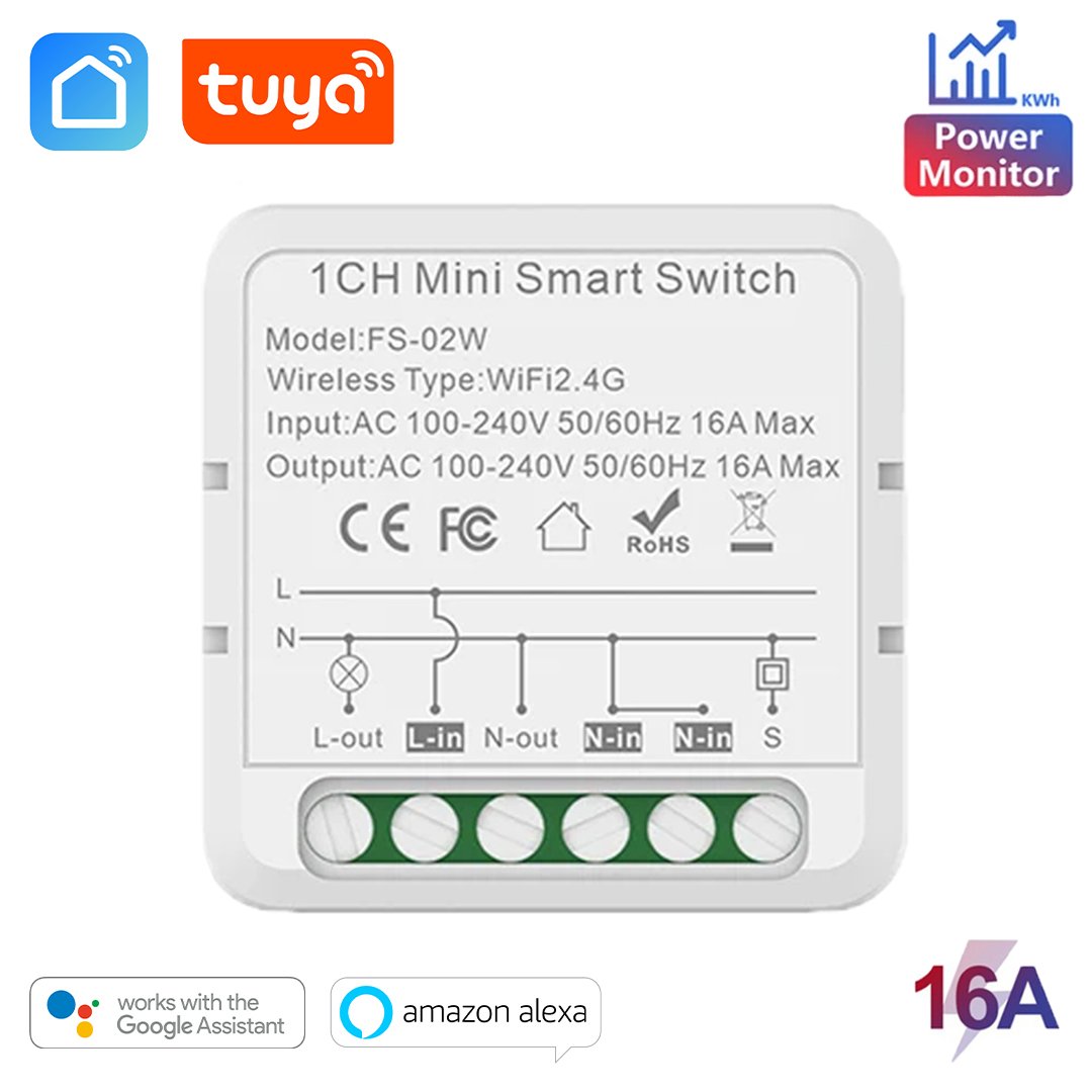 1CH Mini Module Switch Tuya WiFi Smart Switch 16A Mini Module with Power Monitoring | Alexa & Google Compatible - Image 1