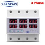 Tomzn TOVPD3-63VA – 3 Phase 4P Adjustable Voltage & Current Protector | Over/Under Voltage, Overcurrent Protection Device