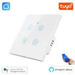 Tuya WiFi Wall Touch Switch 4 Gang – White/Black/Golden | Smart Home Automation | Alexa & Google Home Compatible
