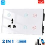 Tuya Smart WiFi 4 gang + Socket Wall Switch - White/Black