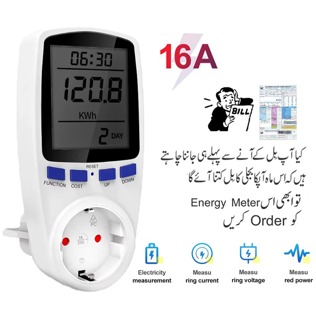 Digital Power Meter Wattmeter Consumption Meter Digital Power Meter Wattmeter Consumption Meter EU Plug - Image 1