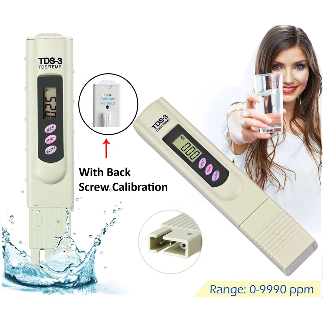 TDS Meter With Back Screw Calibration Option TDS-3 TDS3 Meter Water Purity Quality Tester - Image 1