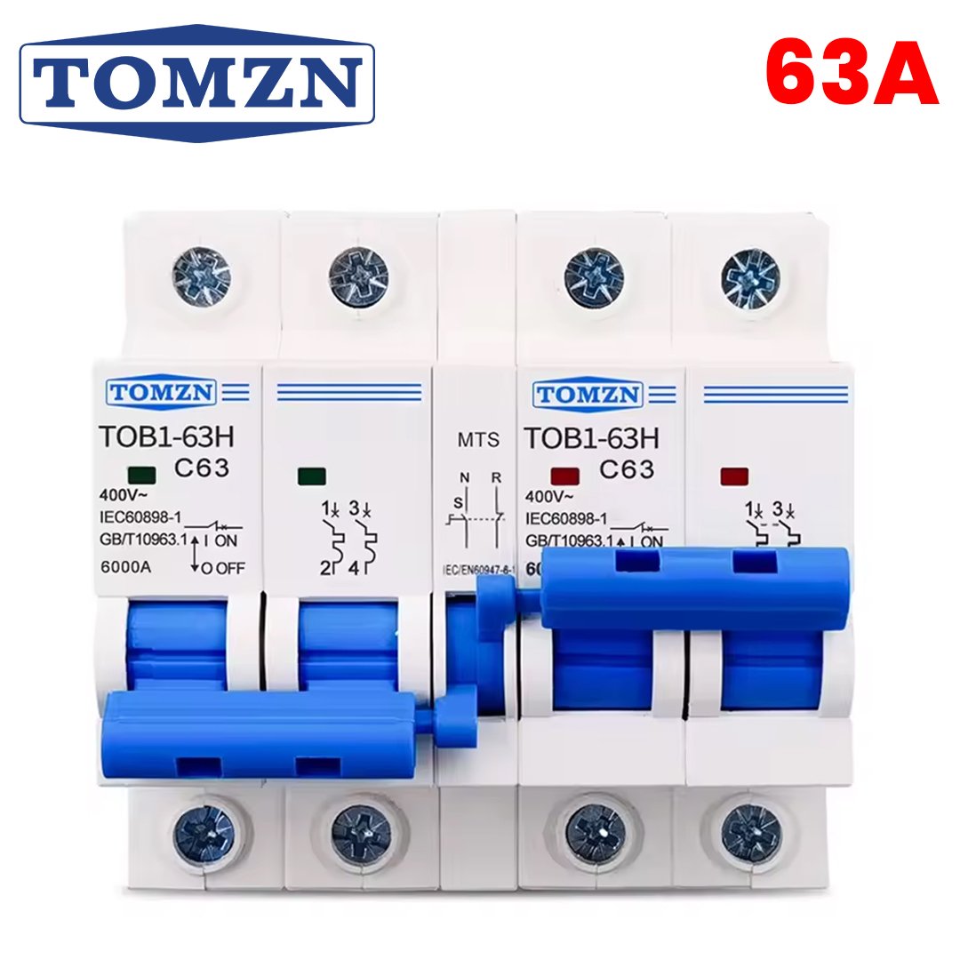 TOMZN 2P+2P MTS AC Dual power Manual transfer switch Original TOMZN 2P+2P MTS 63A AC Manual Transfer Switch - Dual Power Transfer Switch - Image 1