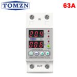 TOMZN Voltage Protector 63A TOVPDI-63-EC Din Rail | Adjustable 230V Over/Under Voltage Protection