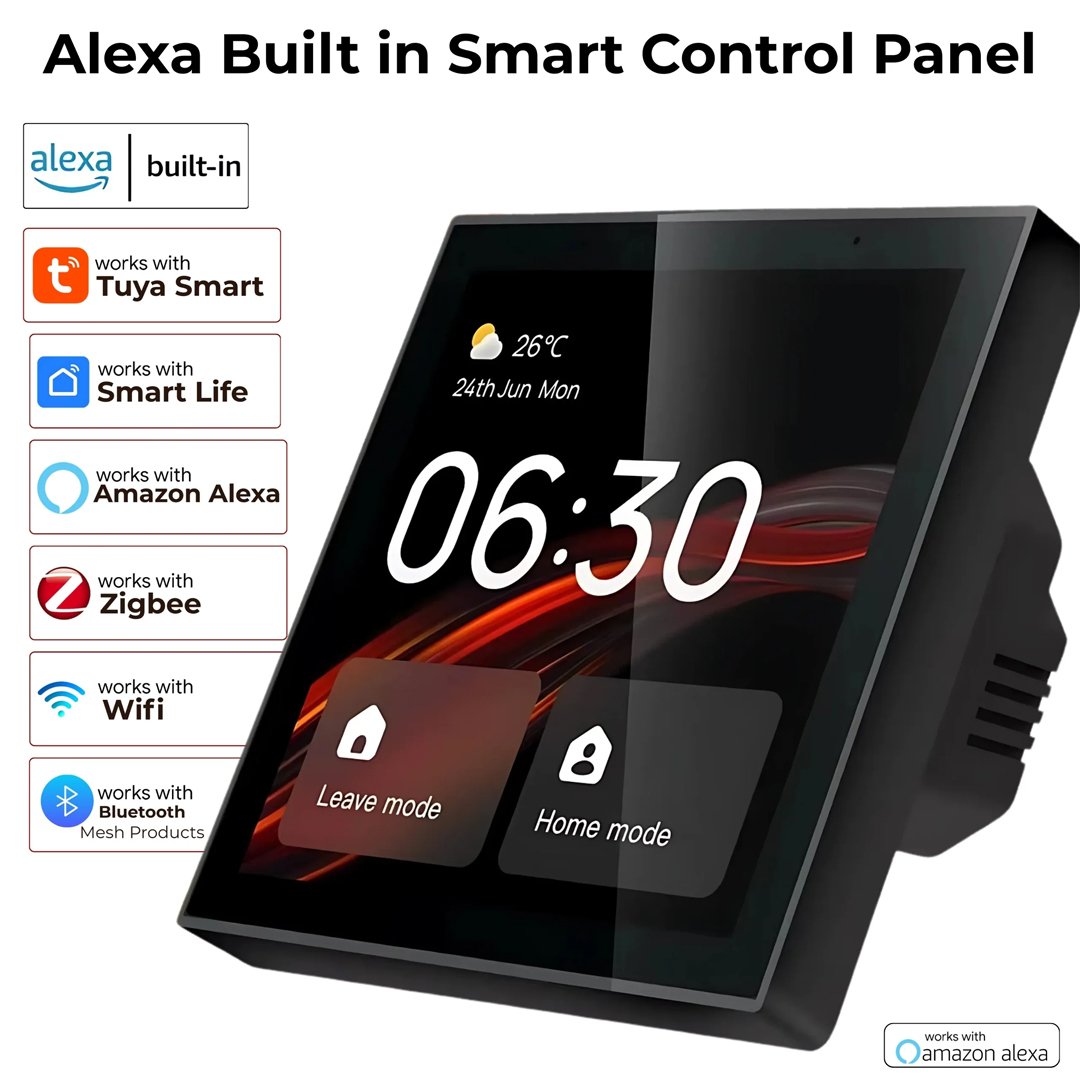 control paner Tuya WiFi Smart Touch 4 inch Screen Control Panel with Built in Alexa & ZigBee - Image 1