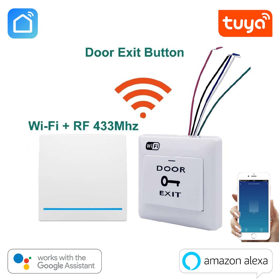 door push exit button Tuya Smart Switch Door Exit Push Release Button with RF Remote - Image 1