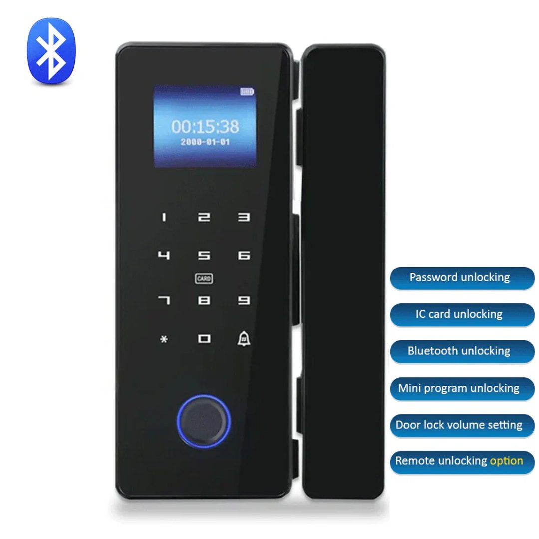 haha lock Fingerprint Bluetooth Glass Door Lock HAHA-Lock App Passcode IC Card Keyless Smart Phone - Image 1