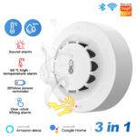 Tuya WiFi Smart Smoke Detector with Temperature & Humidity Sensor, 80dB Alarm, Remote Alerts